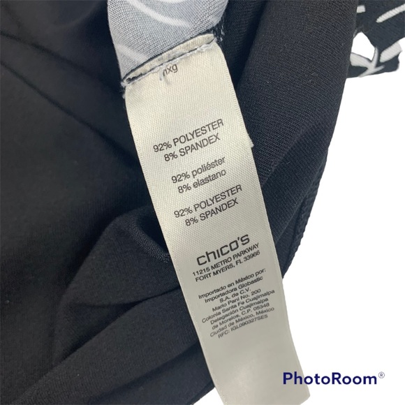 Weekends by Chico's Short Sleeve Top Black White Stretch Pullover - Picture 5 of 5